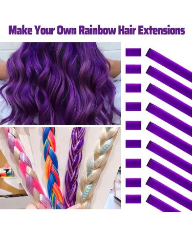 Colored Hair Extensions Clip In | 22 Inch Purple Highlights for Girls & Women | 10 PCS Colorful Straight Hair Accessories - Buy Online on GoSupps.com