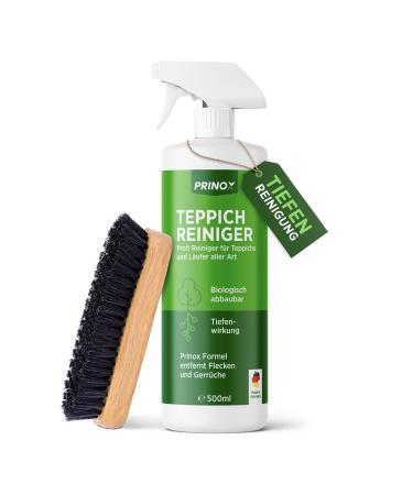 Prinox Professional carpet cleaner 500ml - carpet cleaner including carpet brush foaming for all carpets - carpet cleaning agents & stain remover 500 ml (1 Pack)