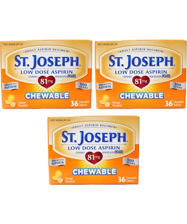 St. Joseph St. Joseph Aspirin Chewable Orange Orange 36 tabs 81 mg(Pack of 3)