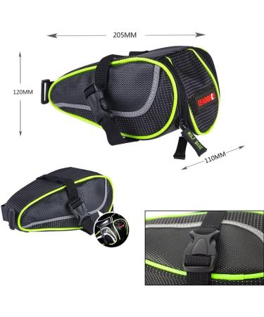 Ryhpez Bike Saddle Bag - Green | Waterproof Seat Pouch with Reflective Stripes - Buy Online on GoSupps.com