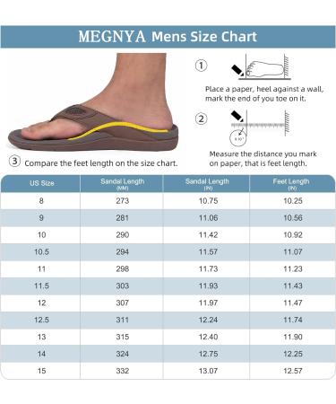 MEGNYA Men's Orthopedic Flip Flops for Plantar Fasciitis - Arch Support Sandals for Sport and Comfort - Buy Online on GoSupps.com