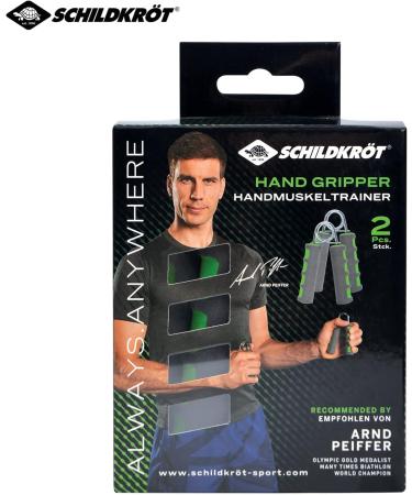 Schildkr t Hand Muscle Trainer 2 Set - Finger & Hand Trainer with Foam Handles | Strengthen Grip & Wrist | 12-15kg Resistance | Climbing & Strength Training - Anthracite Green - Buy Online on GoSupps.com