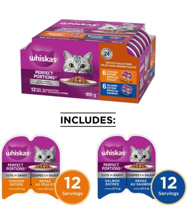 WHISKAS Perfect Portions Wet Cat Food Cuts in Gravy - Chicken & Salmon - 75g (12 Pack) Cuts in Gravy Chicken & Salmon 75 g (Pack of 12) - Buy Online on GoSupps.com
