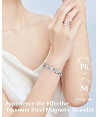 Jeracol Titanium Steel Magnetic Bracelet for Women - Lucky Clover Design with Folding Clasp - Adjustable & Includes Sizing Tool - Gift Box Included - Buy Online on GoSupps.com