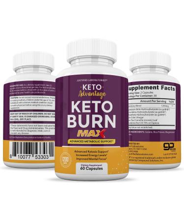 Keto Advantage Keto Burn Max 1200MG with Apple Cider Vinegar & goBHB Exogenous Ketones - 60 Capsules, Ketogenic Supplement for Ketosis Support in Men & Women - Buy Online on GoSupps.com