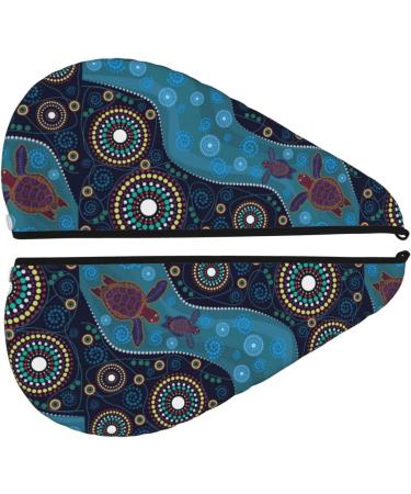 Hair Towel Wrap - Quick Drying Towel Turban with Button | Bohemian Turtle Design - Buy Online on GoSupps.com