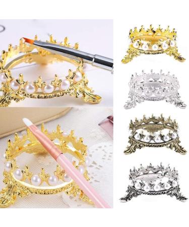 Brush Stand Organizer Exquisite Crown Pearl Creative Portable Makeup Brushes Nail Art Painting Pen Holder Manicure Nail Art Tool SilverFashion Processed - Buy Online on GoSupps.com