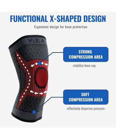Knee Brace for Pain Relief - Compression Sleeve for Men & Women | Support for Meniscus Tear & Arthritis | Small Dark Grey - Buy Online on GoSupps.com
