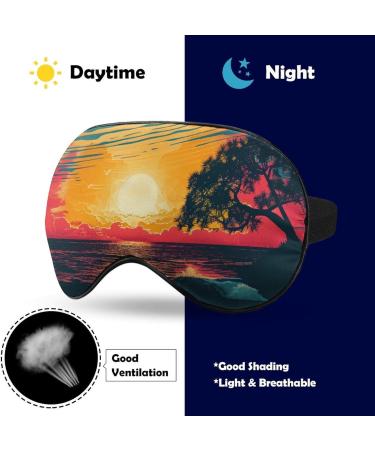 Light-Blocking Retro Beach Sunset Sleep Mask - Comfortable & Soft Eye Cover for Men & Women with Adjustable Strap | Ocean Waves Summer Design - Buy Online on GoSupps.com
