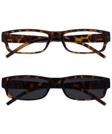The Reading Glasses Company Brown Lightweight Readers With UV400 Sun Readers Value Twin Pack Men Women RS32-2 +3.00