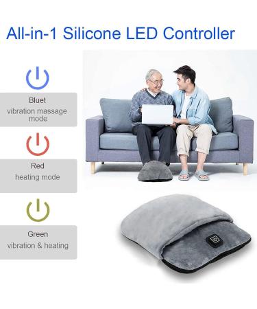 Ultra Soft Foot Warmers with 3 Heating Settings & Vibrating Massage - Fast Heating Pad Durable Slide-Resistant Sole Unisex - One Size Gray - Buy Online on GoSupps.com
