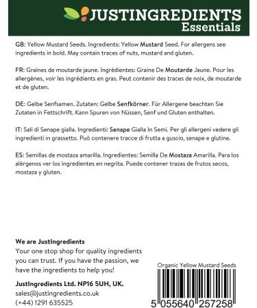 JustIngredients Essentials Organic Yellow Mustard Seeds 1 kg - Buy Online on GoSupps.com