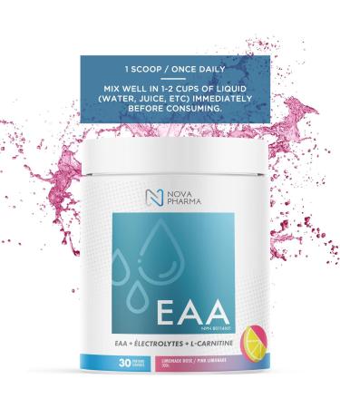 NOVA PHARMA EAA Supplement - Muscle Recovery Supplements - Amino Acids - 30 Servings - 4 Flavors (Pink lemonade) - Buy Online on GoSupps.com