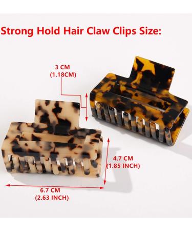 Pack of 2 Cut-Out Hair Claw Clips Medium Hair Claw for Thick and Fine Hair 7 cm Celluloid Hair Clips Hair Gripper Women Medium Hair Claw Clips for Hair 2 Colours Tortoise Shell Ivory - Buy Online on GoSupps.com