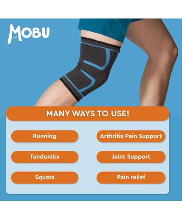MOBU Knee Sleeves - Comfort & Flexibility - Compression Knee Sleeves for Arthritis Joint Pain & Support Ligament Injury Meniscus Tear - Running Weight Lifting Sports - Large Black - 2 Pack Black L - Buy Online on GoSupps.com