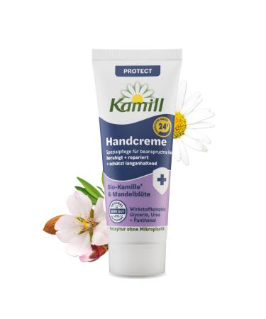 Kamill Protect Cr me pour les mains 20 ml Cr me v g talienne Soin des mains et des ongles la camomille bio et la fleur d'amande en format voyage Apaisante r paratrice et protectrice