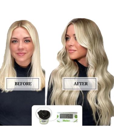 Doores Real Hair Extensions Clip - Ash Blonde Highlights Platinum Blonde 16 Inch 150g Remy Human Hair 9 Pieces - Natural Clip-In Hair Extensions - Buy Online on GoSupps.com