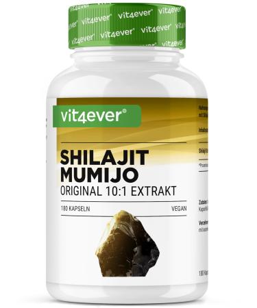 Mumijo Shilajit -180 g lules - Hautement Dos avec 1500 mg par Portion Journali re - Extrait 10:1 - Sans additifs ind sirables - Vegan