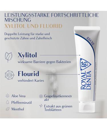 Royal Denta Silver Natural Teeth Whitening Toothpaste with Aloe Vera & Silver Nanoparticles | Fluoride | Pack of 2 (2 x 130g) - Ship Internationally - Buy Online on GoSupps.com
