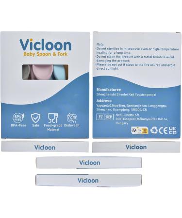 Vicloon Baby Fork and Spoon Set - 6 Pcs Silicone Self-Feeding Weaning Spoons Forks for Kids, Toddlers, Children, and Infants - Blue/Pink/Gray - Buy Online on GoSupps.com