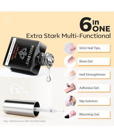 Modelones 6 in 1 Nail Adhesive | UV Nail Glue for Artificial Nails & Tips | Press-On Nail Gel - 2x15 ml - Buy Online on GoSupps.com