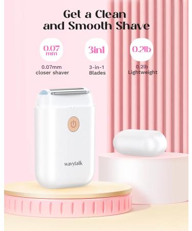 Wavytalk Electric Shaver for Women - USB Rechargeable Bikini Trimmer & Razor for Legs Underarm & Sensitive Areas - Cordless with Detachable Head & LED Lights (White - Buy Online on GoSupps.com