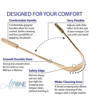 Stainless Steel Tongue Cleaner with Handle - AllOne Wellness Tongue Scraper - Buy Online on GoSupps.com