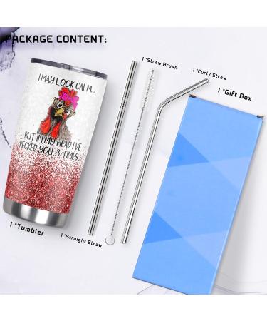 Cosictic Chicken Gift for Chicken Lover Chicken Owner Chicken Lady Chicken Mama In My Head I'Ve Pecked Your 3 Times 20 Oz Travel Tumbler Peck You 3 Times - Buy Online on GoSupps.com