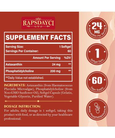 Liposomal Astaxanthin 24mg Supplement - Powerful Antioxidant for Eye & Immune Health - Superior Absorption - 60 Count - Buy Online on GoSupps.com