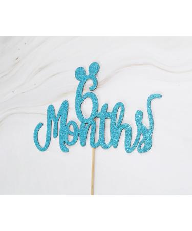 zxyxka Blue Glitter Mouse 6 Months Cake Topper Cartoon Mouse - Half Birthday Cake Decor for Baby Boy Or Girl Baby Shower Party 1/2 Birthday Party Decorations - Buy Online on GoSupps.com