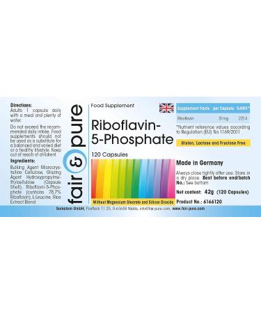 Fair & Pure Riboflavin-5-Phosphate - Vegan Vitamin B2 - 120 Capsules - Boost Energy & Metabolism - Buy Online on GoSupps.com