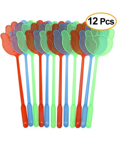 TUPARKA 12 Pcs Fly Swatter Set - Durable Plastic Long Handle Pest Control Tool for Home - Red Blue Green - Buy Online on GoSupps.com