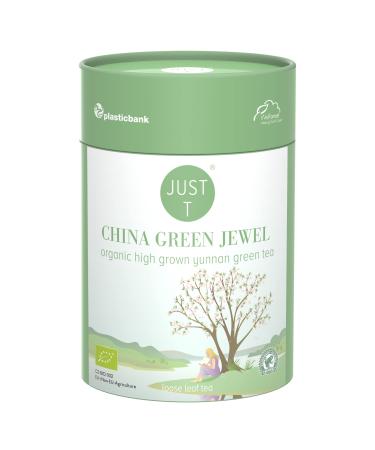 JUST T China Green Jewel Loose Leaf Tea (125g) | Organic Green Tea Blended with Yunnan | Premium Organic Loose Tea Organic High-Grown Tea in a Sustainable Storage Tin for All Tea Lovers China Green Jewel 125 g