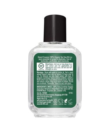 Desert Essence Organic Tea Tree Oil 0.5 fl oz - Antiseptic, Deep Cleansing, Therapeutic Grade Skincare for All Skin Types - Acne Treatment, Paraben-Free - Buy Online on GoSupps.com