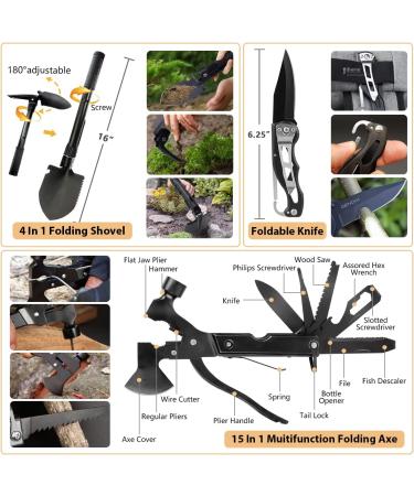 250Pcs Survival Gear First Aid Kit with Molle System Bag and Emergency Tent - Ideal for Earthquake, Outdoor Adventure, Camping, Hiking, Hunting - Gifts for Men Women - A-Black - Buy Online on GoSupps.com