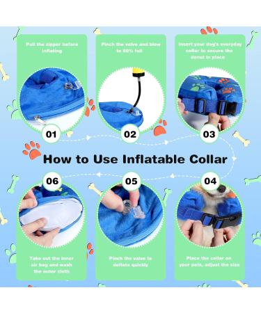 ANWA Inflatable Pet Recovery Collar - Adjustable Dog & Cat Cone for Surgery - Blue, Medium - Buy Online on GoSupps.com