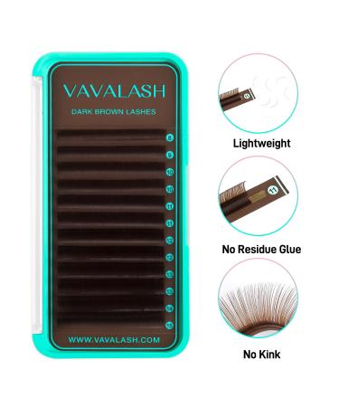 VAVALASH Dark Brown Eyelash Extensions | 0.03mm to 0.07mm Volume Lashes | C D Curl Mixed Lengths 8-15mm | Premium Colored Lash Extensions - Buy Online on GoSupps.com