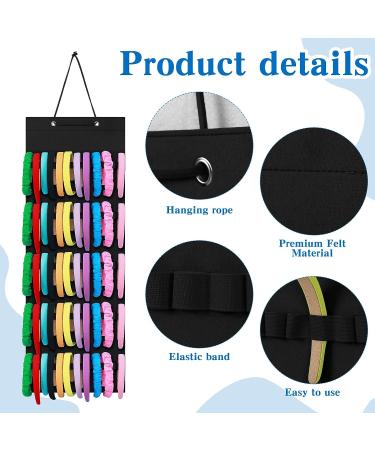Tudomro Hanging Headband Organizer with 60 Elastic Bands - Bow Hanger for Girls Hair Bows - Felt Headband Holder (Black) - Buy Online on GoSupps.com