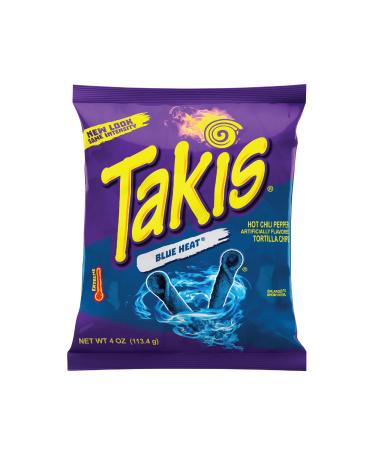 Takis Blue Heat Rolled Tortilla Chips, Hot Chili Pepper Artificially Flavored, 4 Ounce Bag
