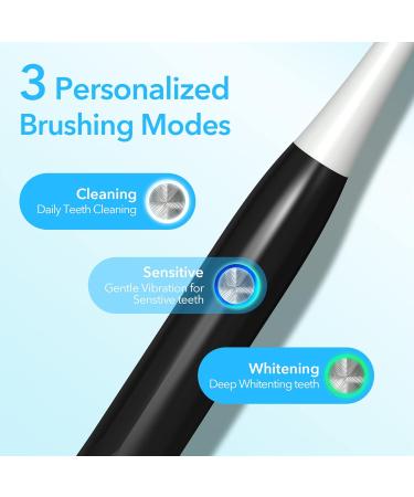 Sejoy Rechargeable Electric Toothbrush with 4 Brush Heads - 3 Modes, Smart Timer - Black (One-Key) - Buy Online on GoSupps.com