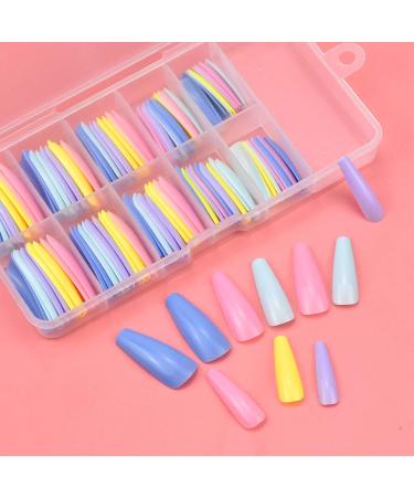 100 Pcs Acrylic Nail Tips - Professional False Nails for Nail Studios & Women | Pure Color Long Artificial Fingernails - Buy Online on GoSupps.com