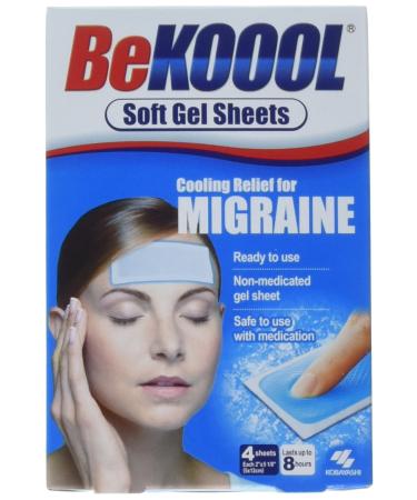 BeKoool Be Koool Gel Sheets for Adults Migraine, 4 Count (Pack of 3)