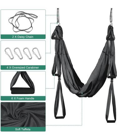 Leogreen Aerial Yoga Hammock - Heavy Duty Nylon Swing with 6 Handles Supports Up to 300kg Dark Gray - Buy Online on GoSupps.com