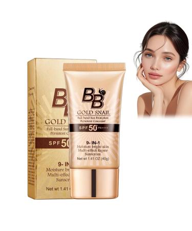 BB Cr me Escargot Dor avec SPF Sunscreen BB Cream SPF50+ PA+++ Maquillage Hydratation et Couvrance en Un Protection UV et Teint clatant (Naturel 40 g) Naturel 40 g (Lot de 1)