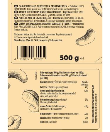 KoRo - Cashew puree 500g - No added sugar no additives vegan spread 100% cashew nuts - Buy Online on GoSupps.com