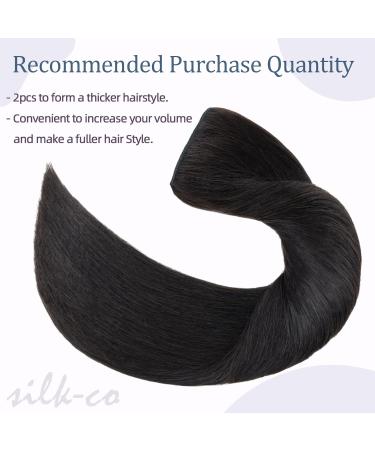 Shop Clip-In Real Hair Extensions - Thick 1 Piece with 5 Clips | 7A Remy Hair | 40cm 80g | Natural Black (1B) - Perfect for Instant Volume! - Buy Online on GoSupps.com