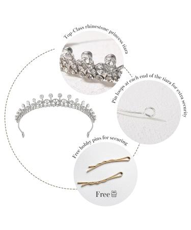 AW BRIDAL Crystal Tiara Crown for Women - Sparkling Princess Headband for Bride - Wedding & Prom Hair Accessories - Silver - Buy Online on GoSupps.com