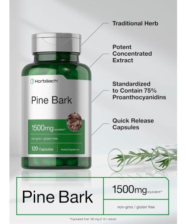 Horb ach Pine Bark Extract Capsules | 1500mg | 120 Count | Non-GMO and Gluten Free - Buy Online on GoSupps.com