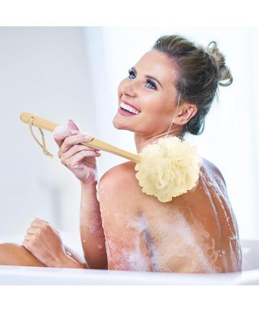 Exfoliating Loofah on a Stick Back Scrubber for Shower Long Handle Shower Sponge for Men and Women - Buy Online on GoSupps.com