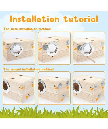RANYPET Transparent Budgie Nesting Box with Perch | Wood Bird Cage House for Lovebirds, Budgies, Finch | 12x12x19.5 cm - Buy Online on GoSupps.com